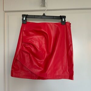 Zara red faux leather mini skirt, size S